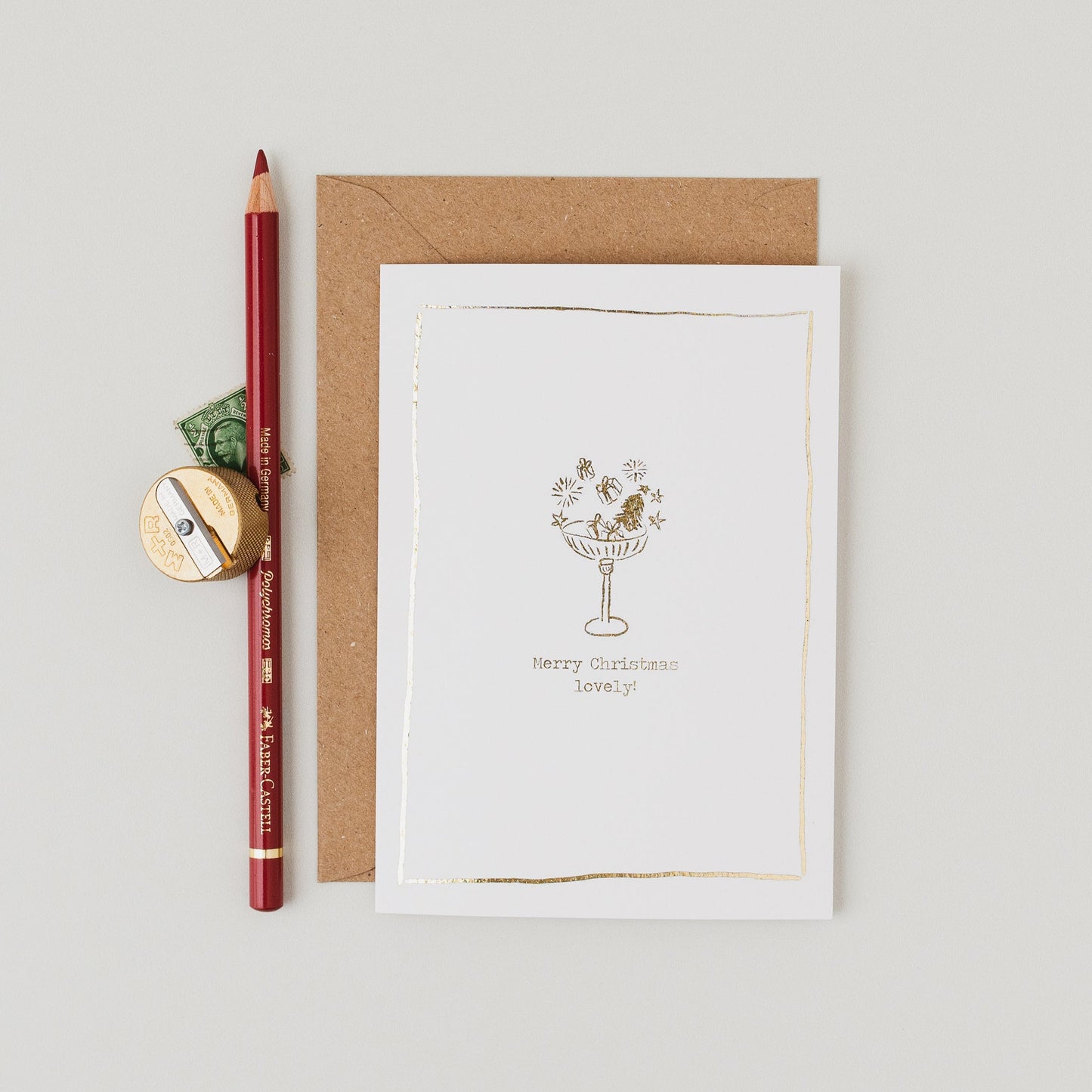 Sparkling Cocktail Gold Foil Christmas Card