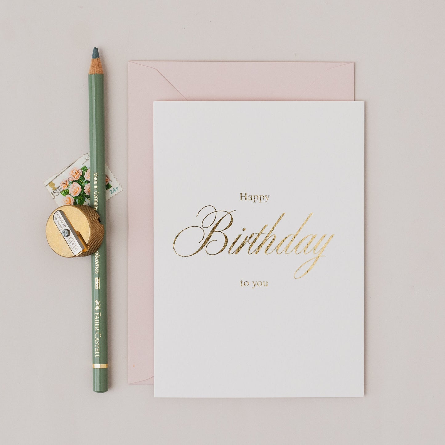 Happy Birthday To You Gold Foil Calligraphy Card