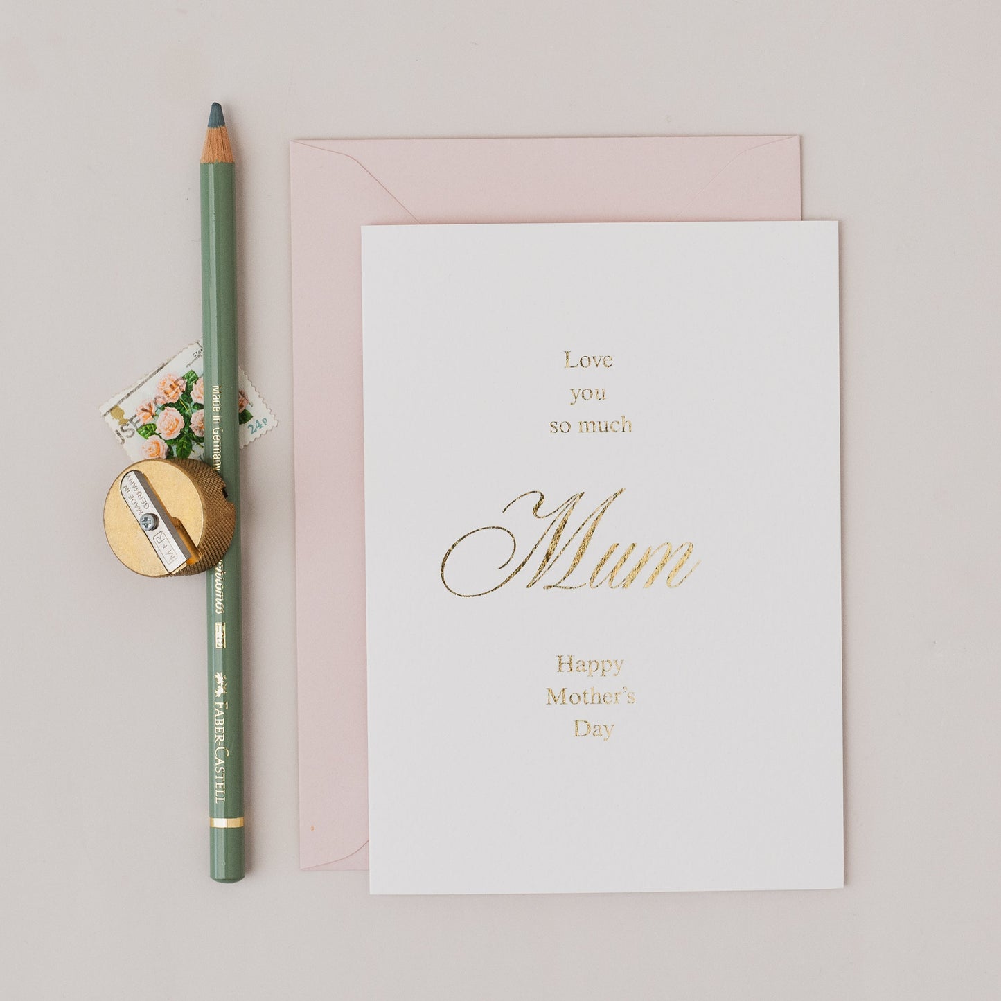 Mothers Day Gold Foil Calligraphy Card