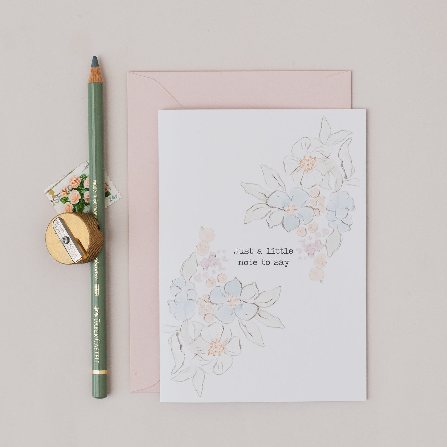 Just a Little Note To Say Floral Watercolour Card