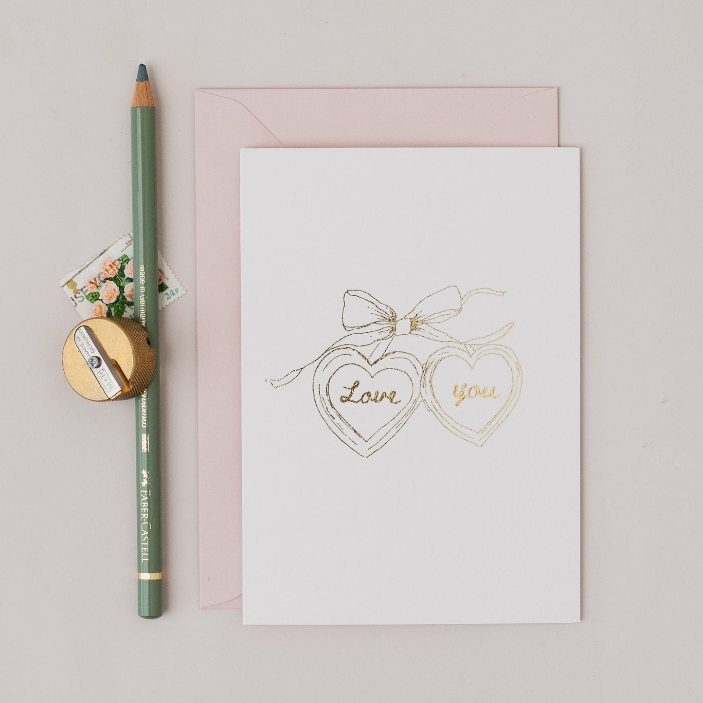 Love You Locket Gold Foil Card