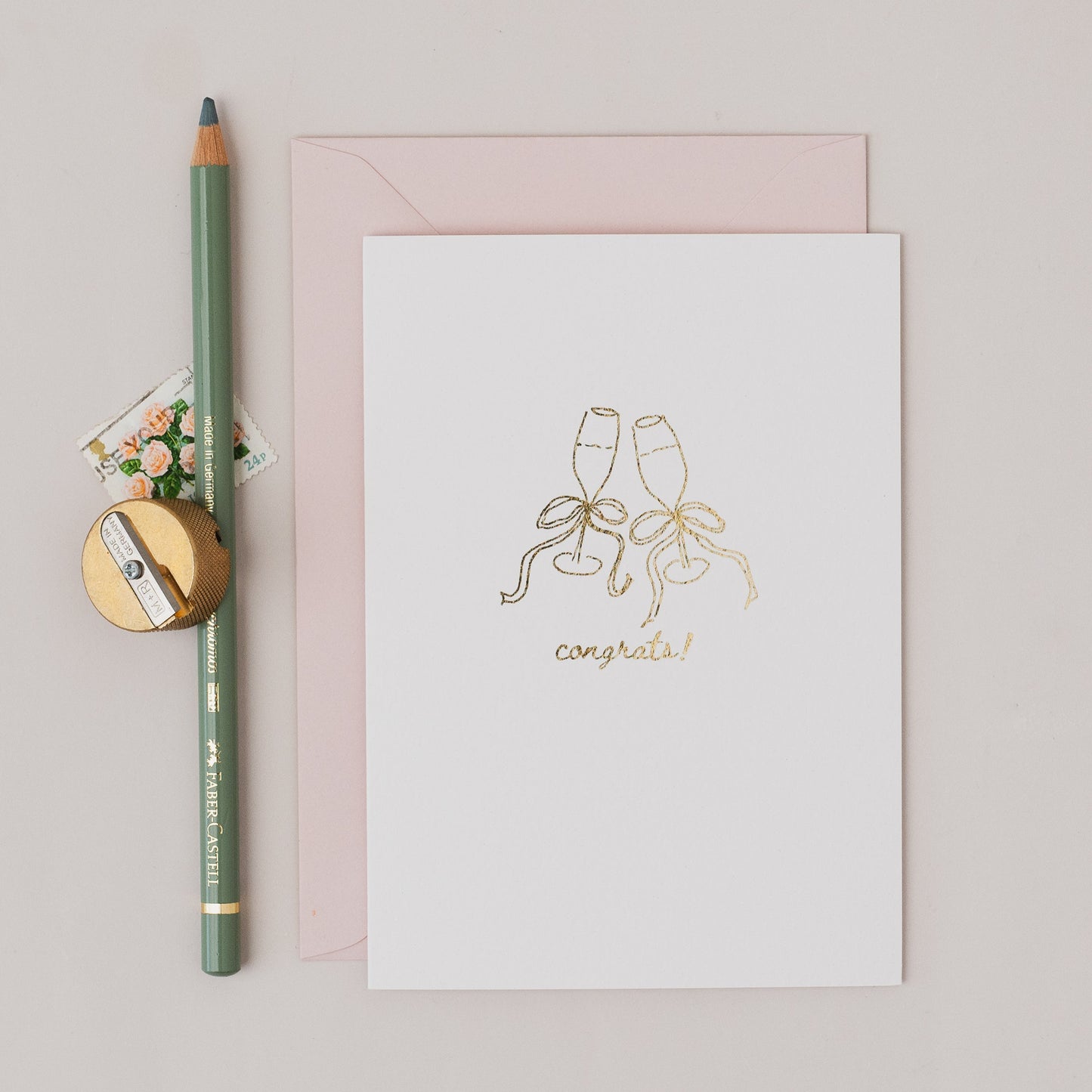 Congratulations Champagne Glass Gold Foil Card