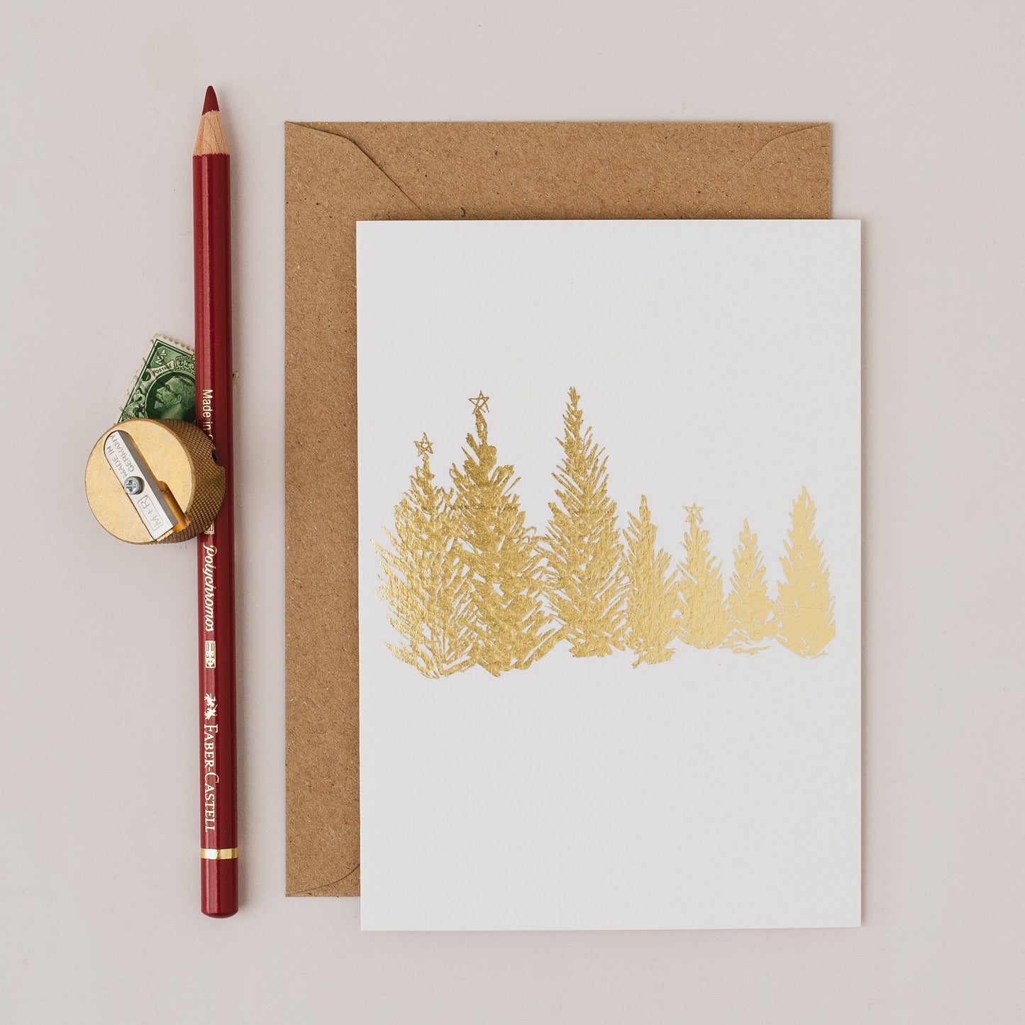 Winter Woodlands Gold Foil Christmas Card