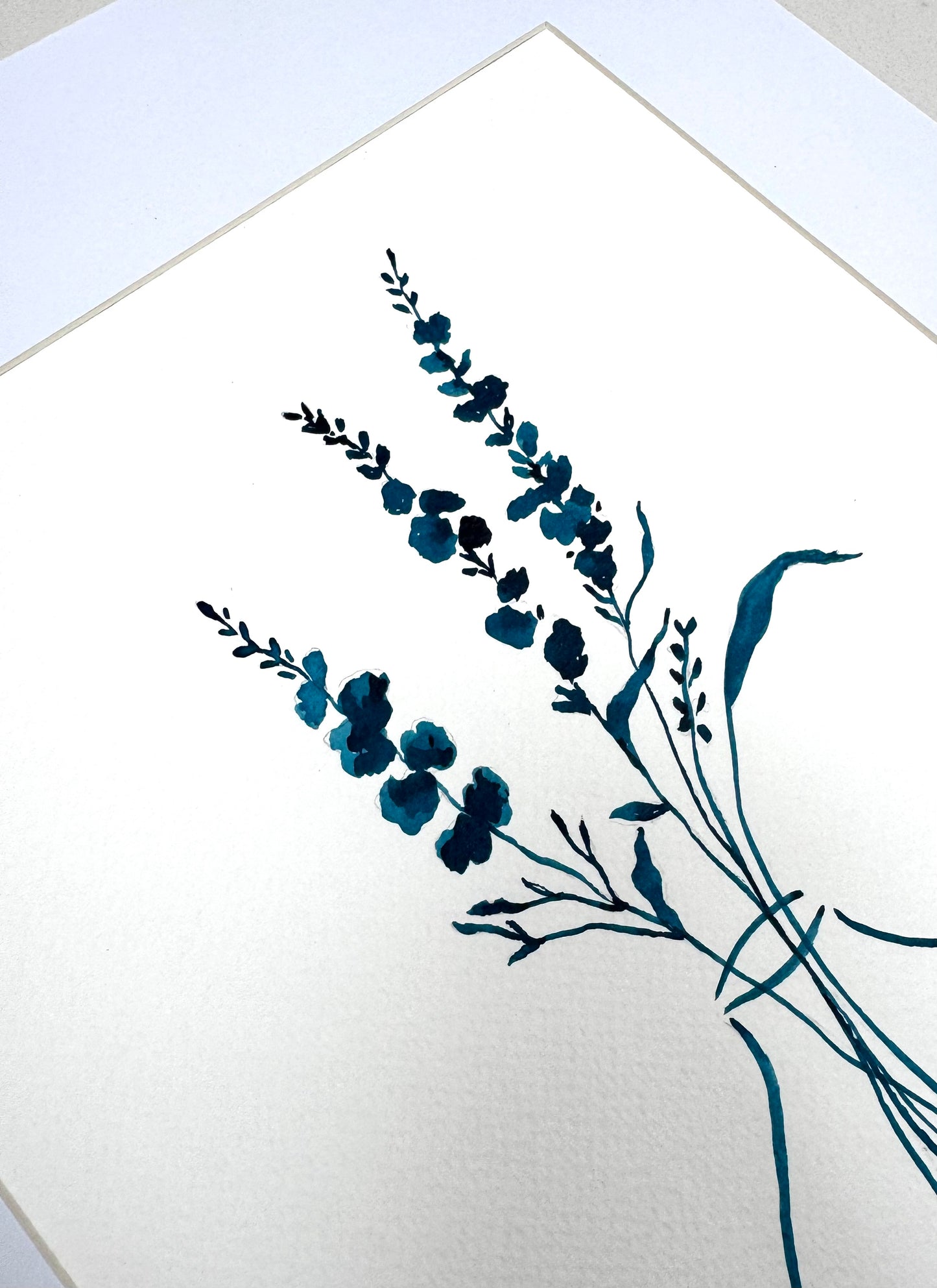 Lavender Haze Original Blue Ink Still Life Drawing