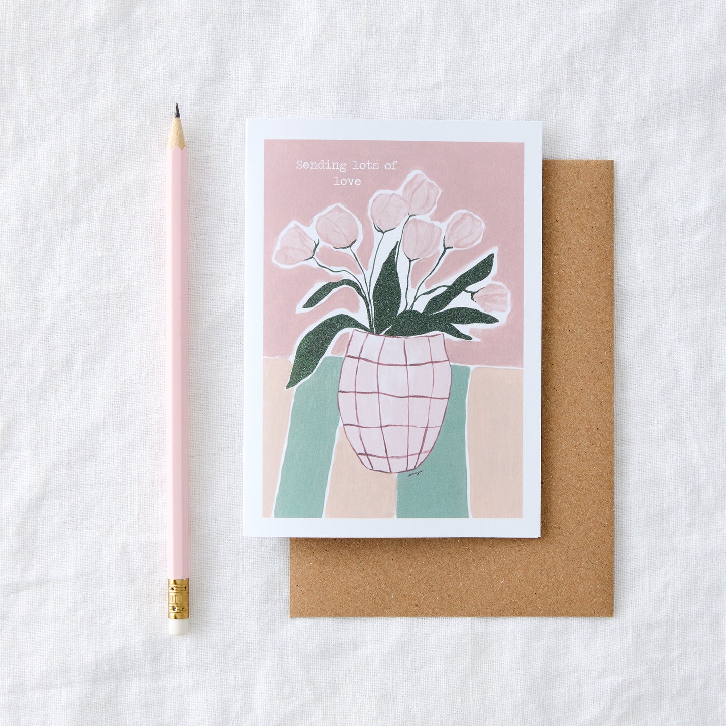 Sending Lots of Love Painted Still Life Greeting Card