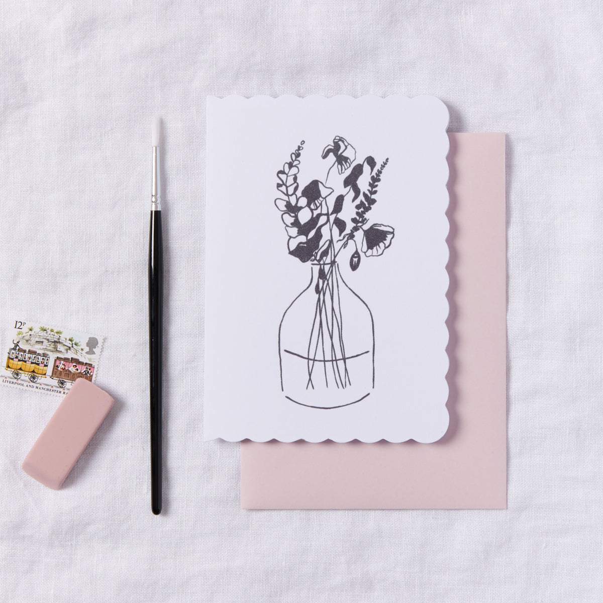 Wild Flowers Scalloped Edge Card