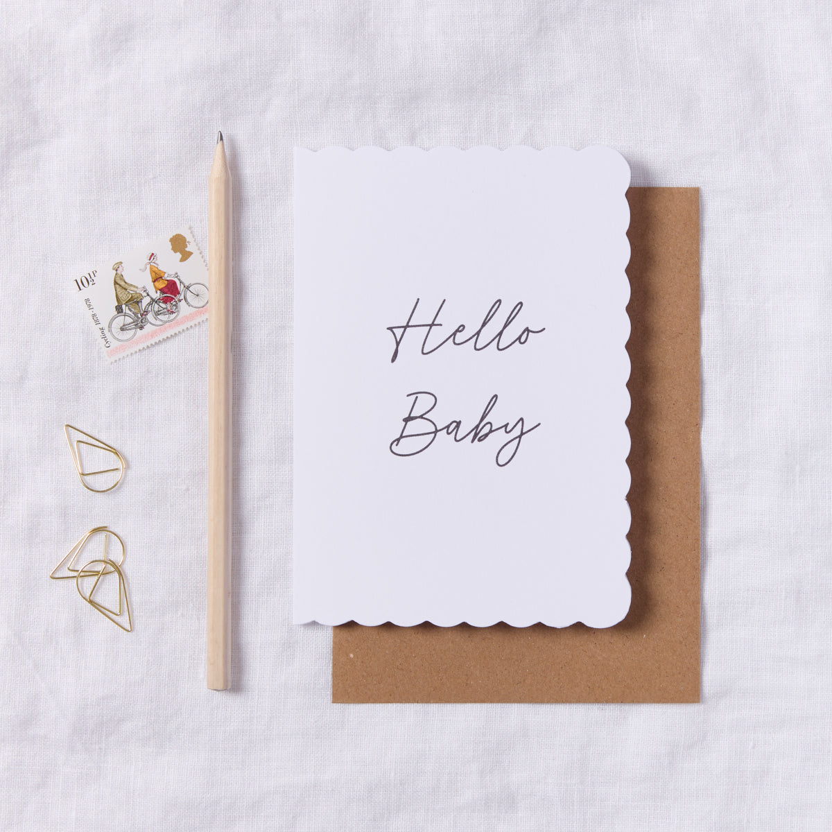 Hello Baby Scalloped Edge Card