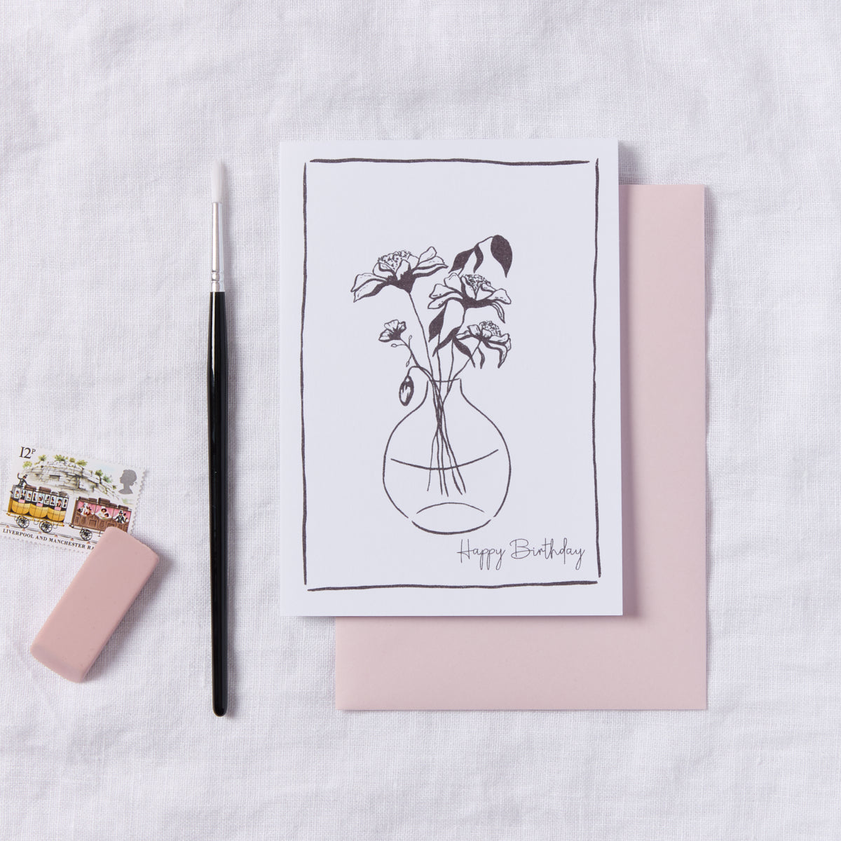 Flower Design Happy Birthday Card