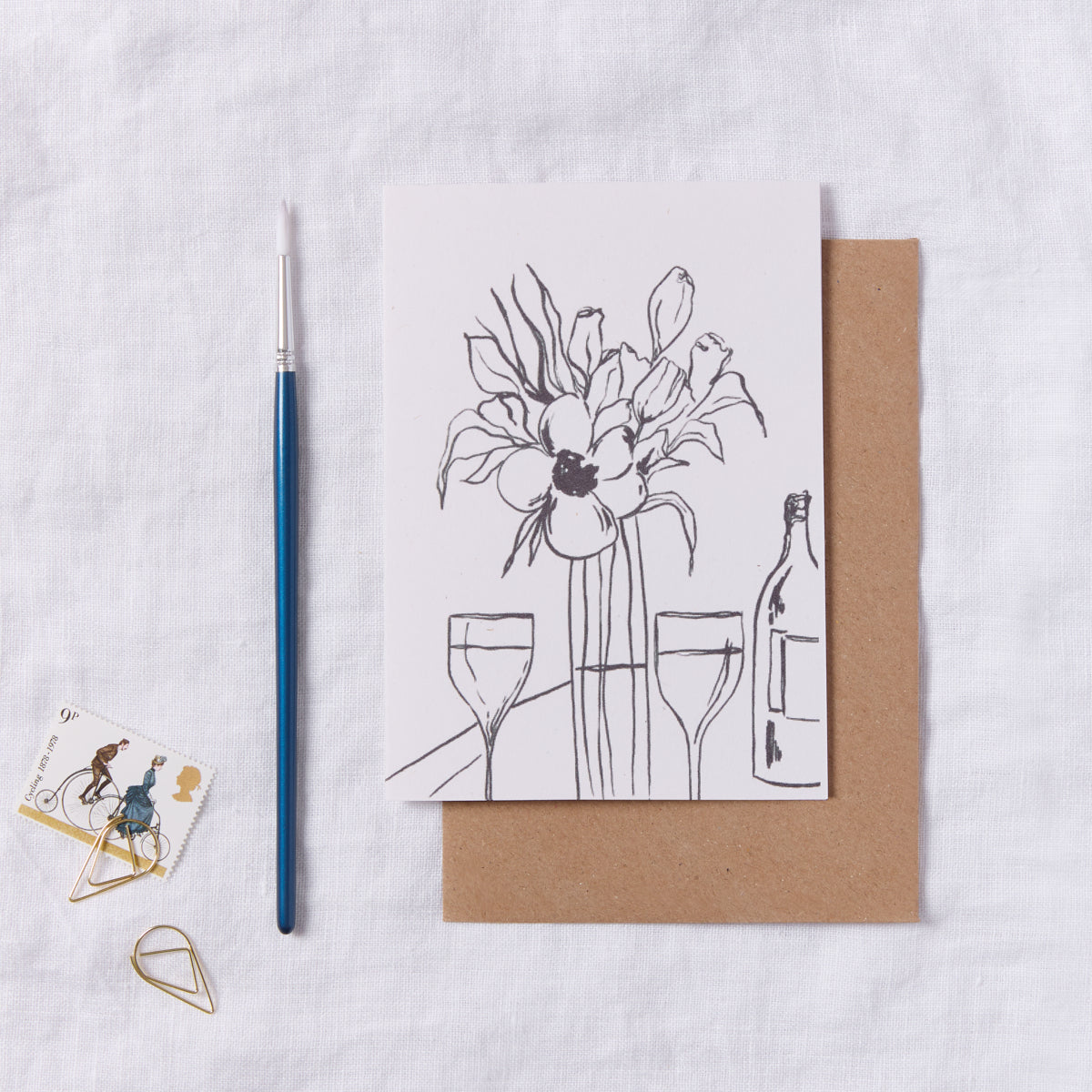 Flowers And Wine Still Life Card