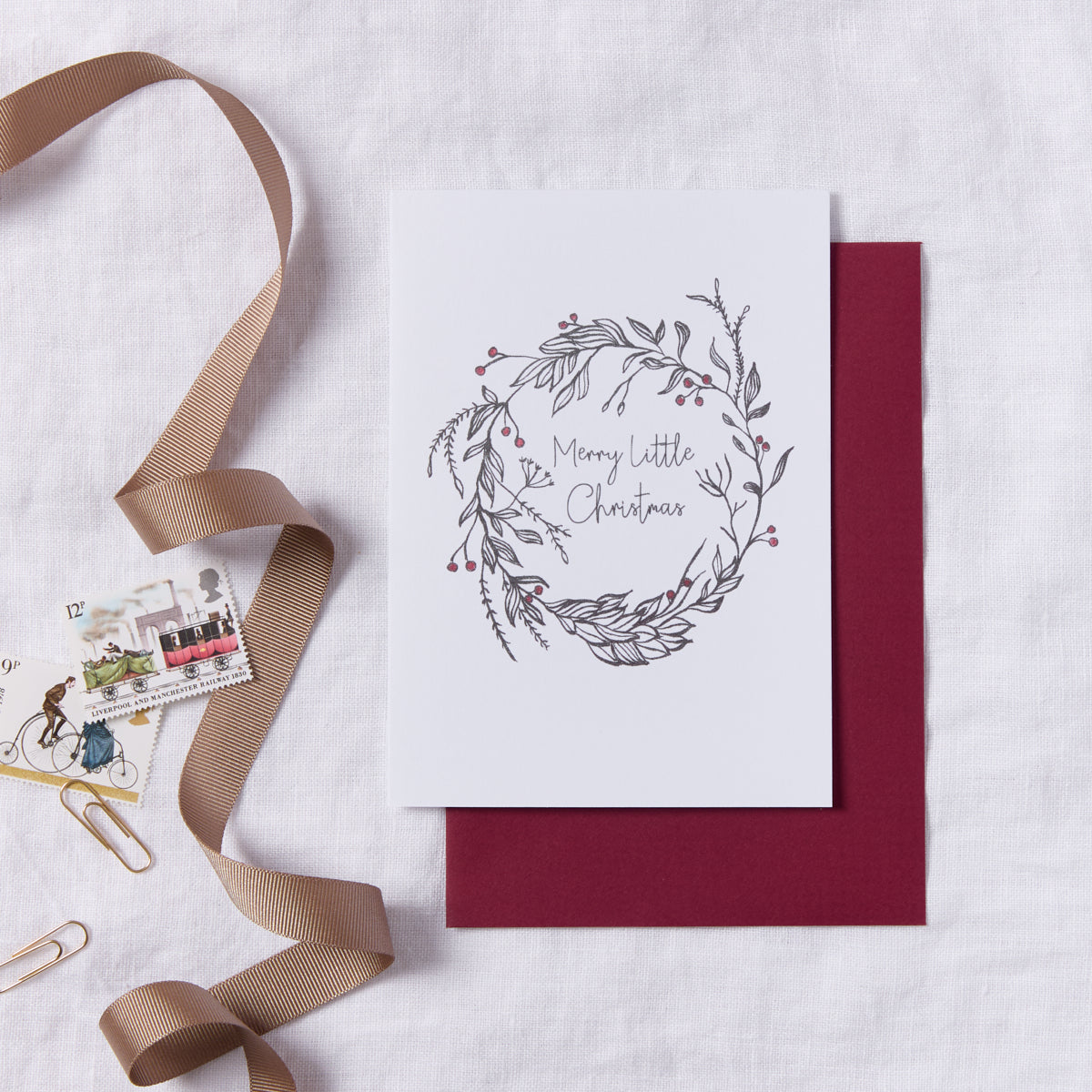 Merry Little Christmas Wreath Card