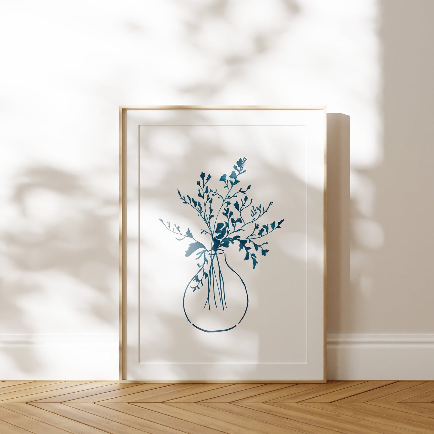 Whimsical Greenery Using Blue Ink Print
