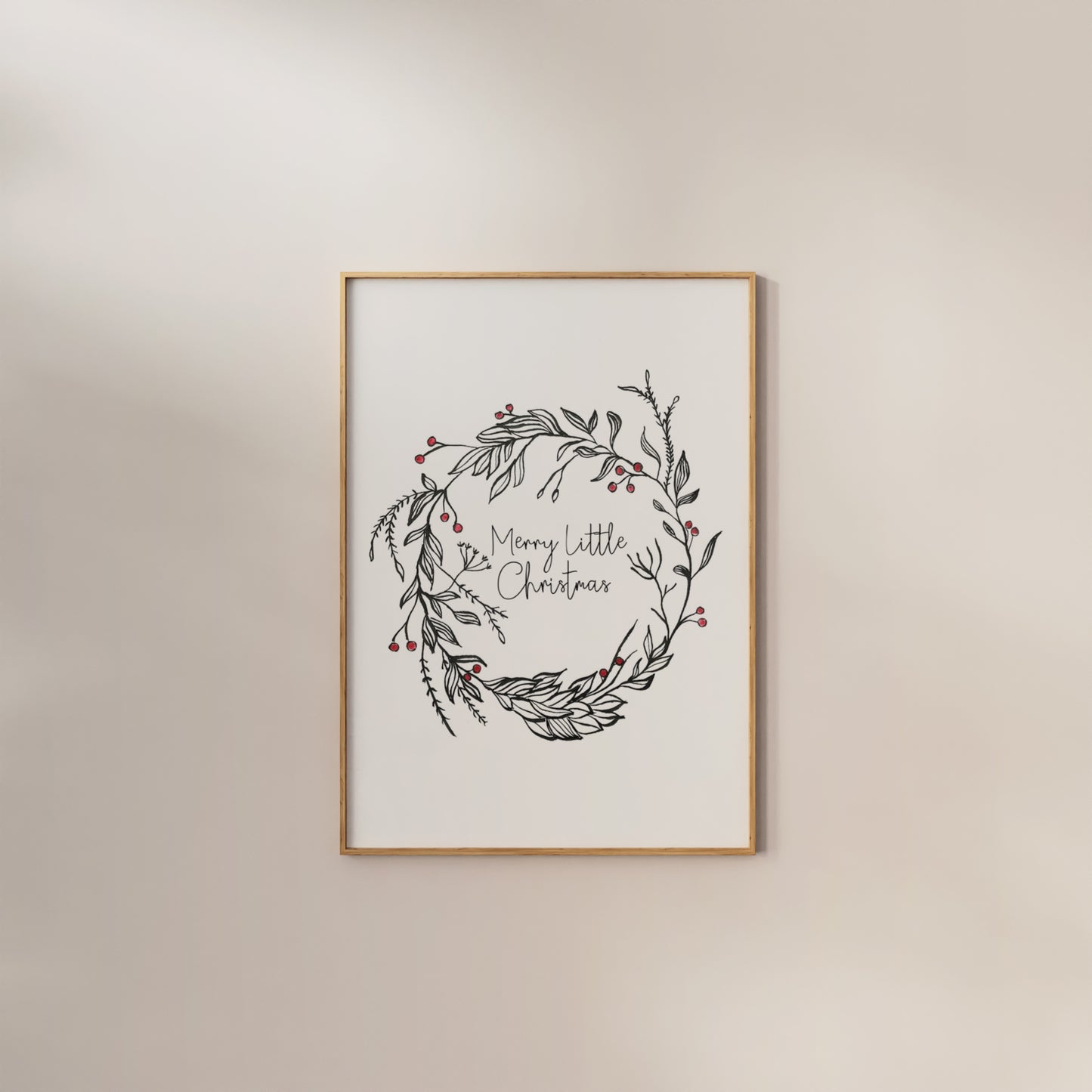 Merry Little Christmas Wreath Print