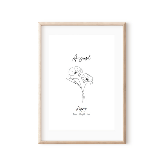 August Birth Month Print