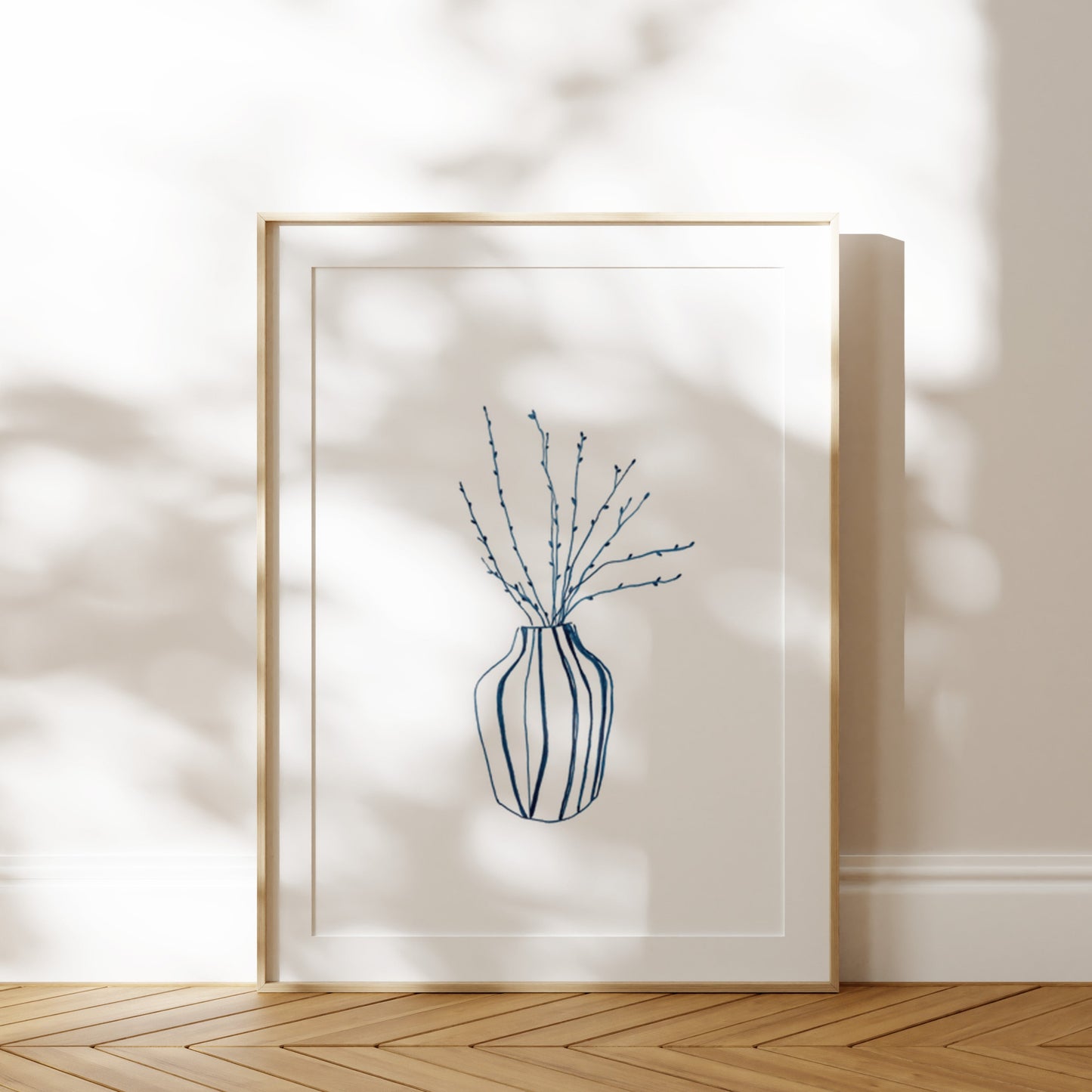 Blue Stripe Vase Still Life Print