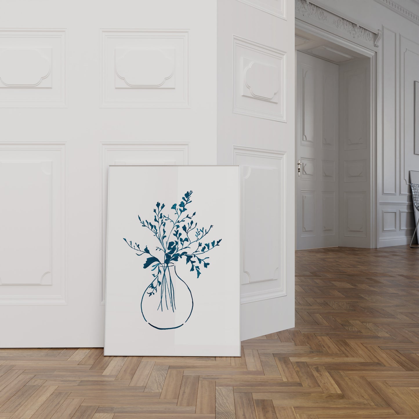 Whimsical Greenery Using Blue Ink Print