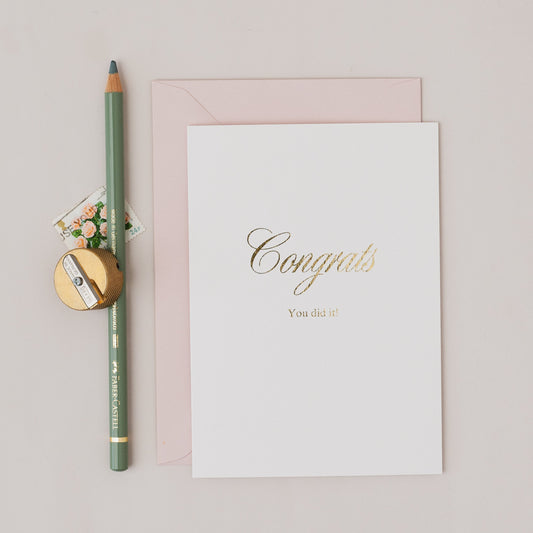 Congratulations Gold Foil Calligraphy Card