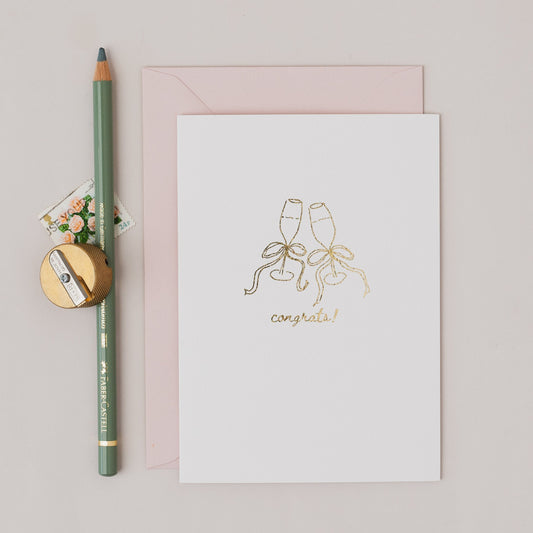 Congratulations Champagne Glass Gold Foil Card