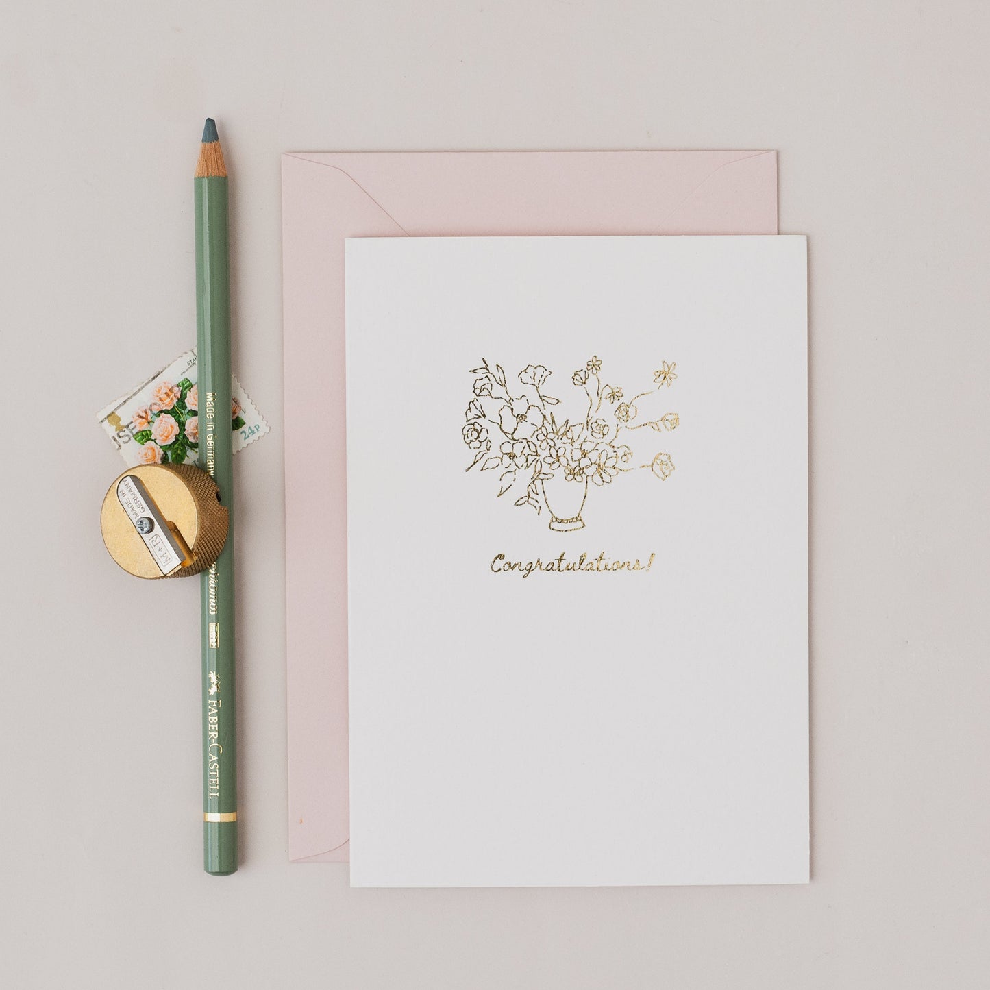 Floral Vase Gold Foil Congratulations Card