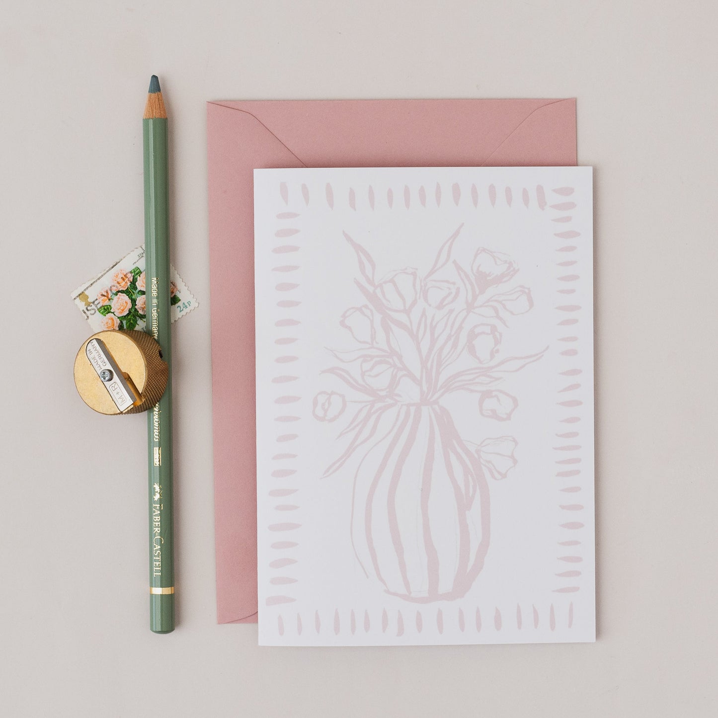 Pink Floral Still Life Card