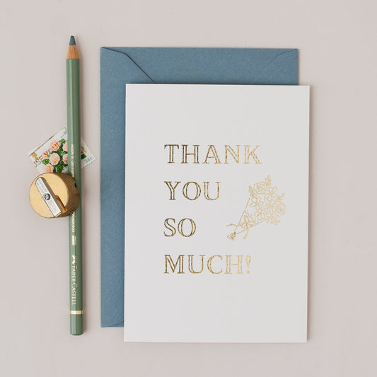 Thank You So Much Floral Design Gold Foil Card