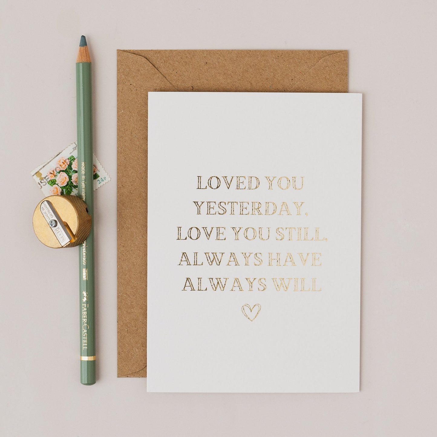 Love you Gold Foil Printed Text Card