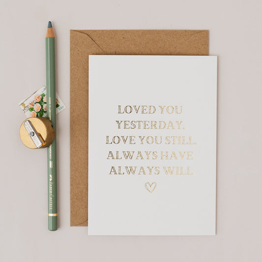 Love you Gold Foil Printed Text Card