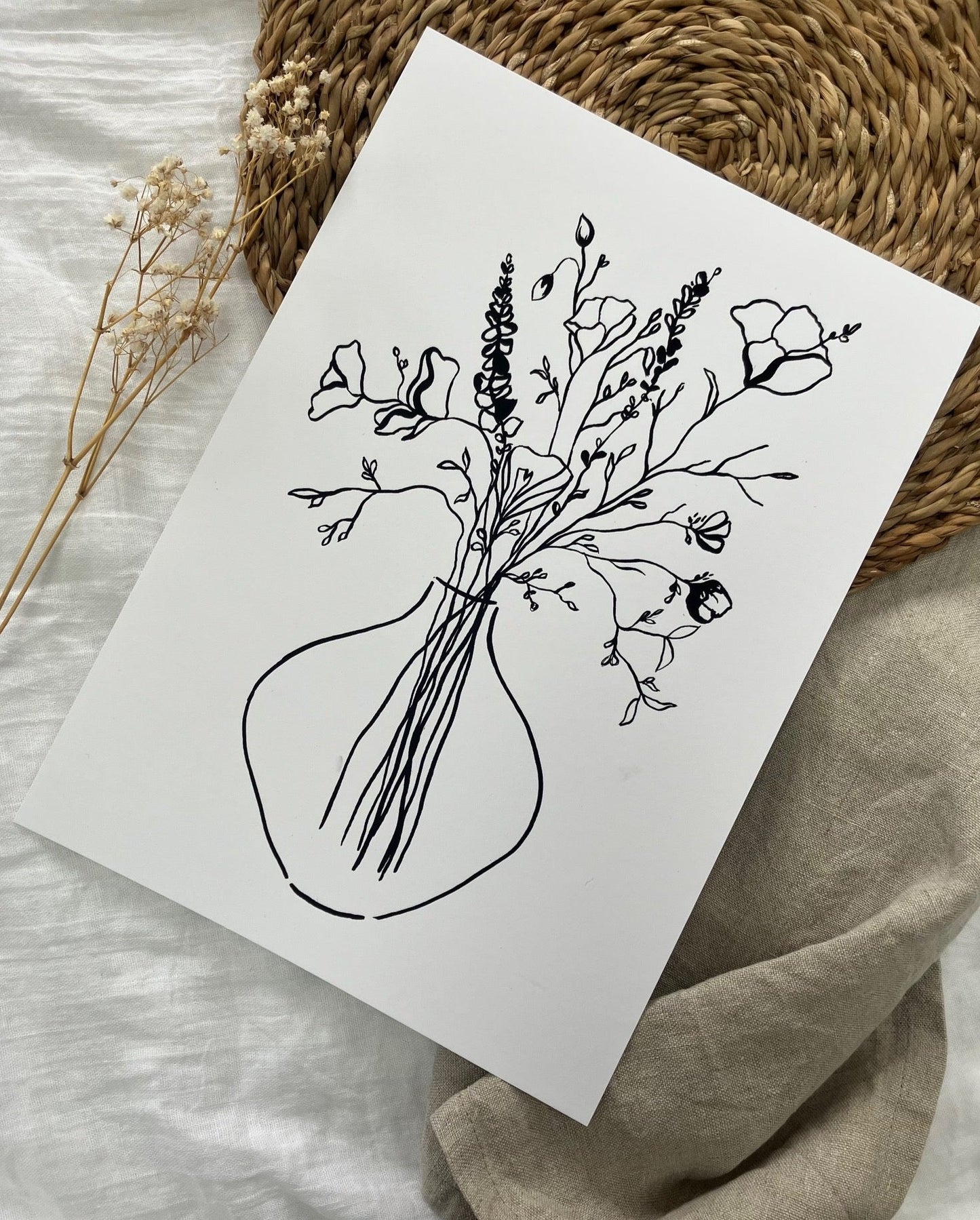 Wild One Ink Still Life Drawing Print