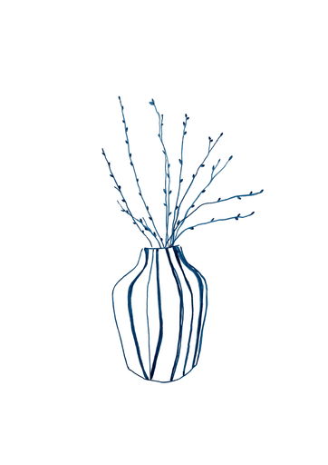 Blue Stripe Vase Still Life Print