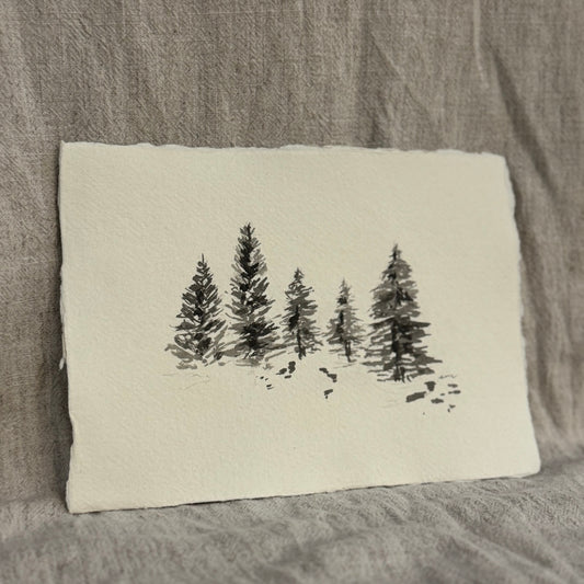 Winter Woodland Original Ink Sketch
