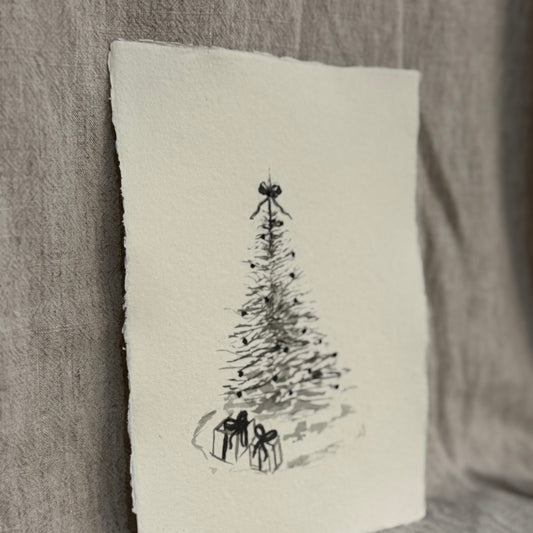 Simple Christmas Tree Original Ink Sketch