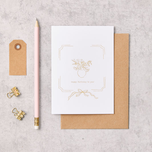 Happy Birthday To You Gold Floral Card