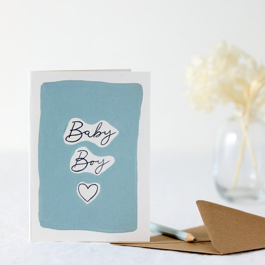 Hand Painted Baby Boy Greeting Card