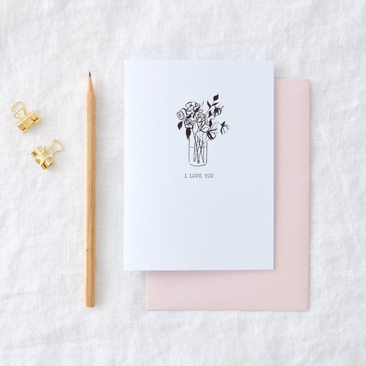 I Love You Floral Design Greeting Card