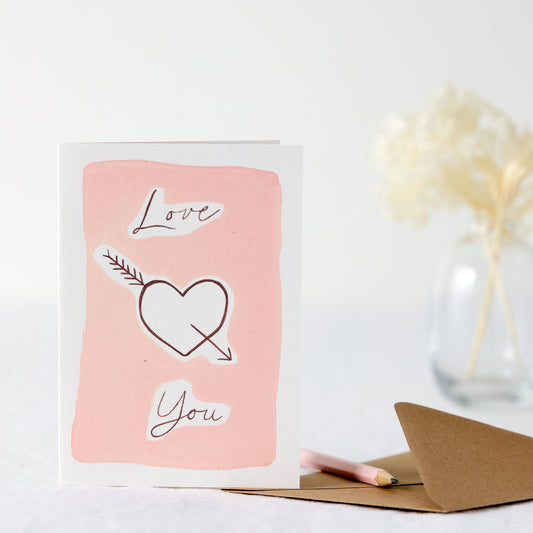 Hand Painted Love You Heart Greeting Card