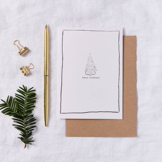 Merry Christmas Tree Sketch Christmas Card