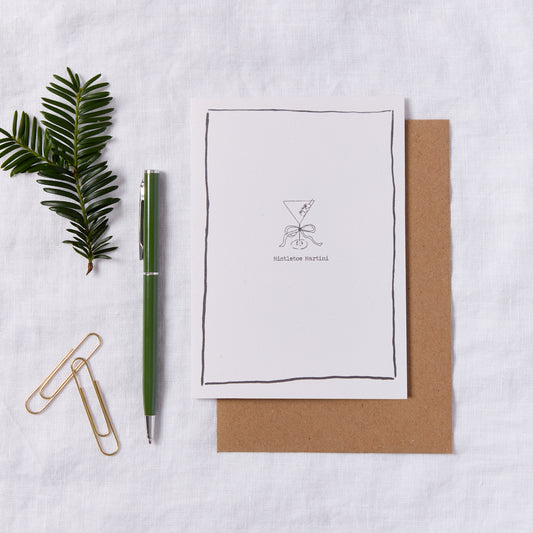 Mistletoe Martini Cocktail Christmas Card