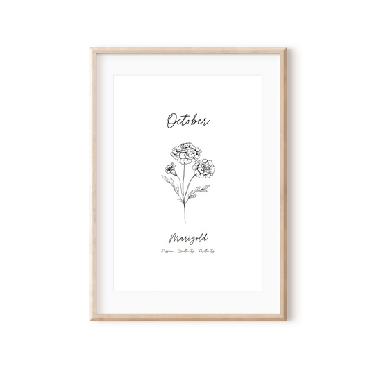 October Birth Month Print