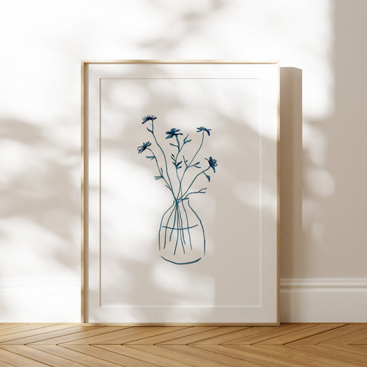 Blue Floral Vase Still Life Fine Art Print