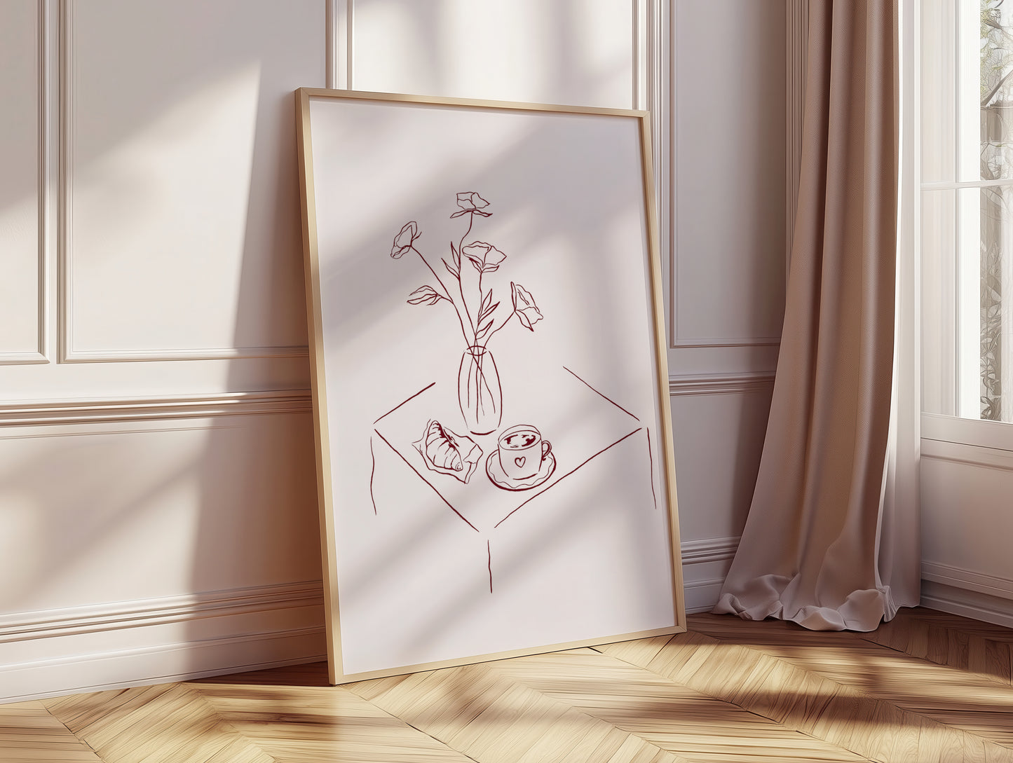 Coffee and Flowers Pink Fine Art Print