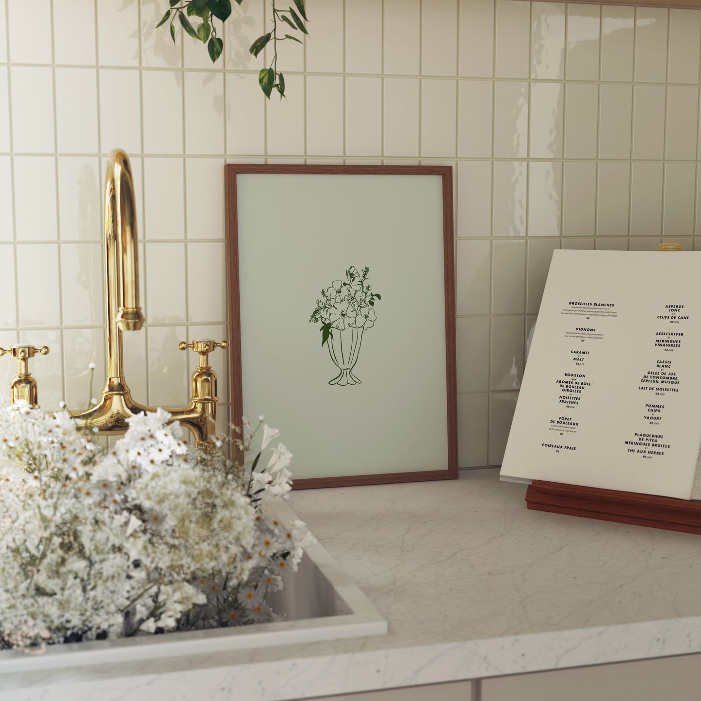 Green Floral Still Life Fine Art Print