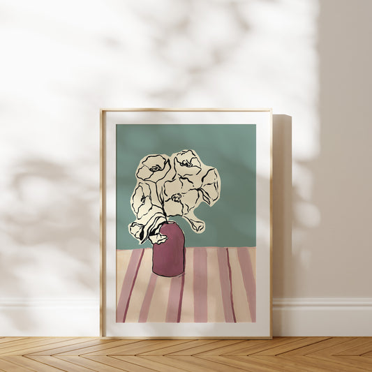 Striped Table Still Life Fine Art Print
