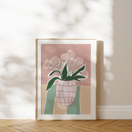 Pink Tulips Still Life Fine Art Print
