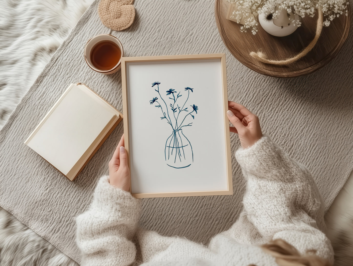 Blue Floral Vase Still Life Fine Art Print