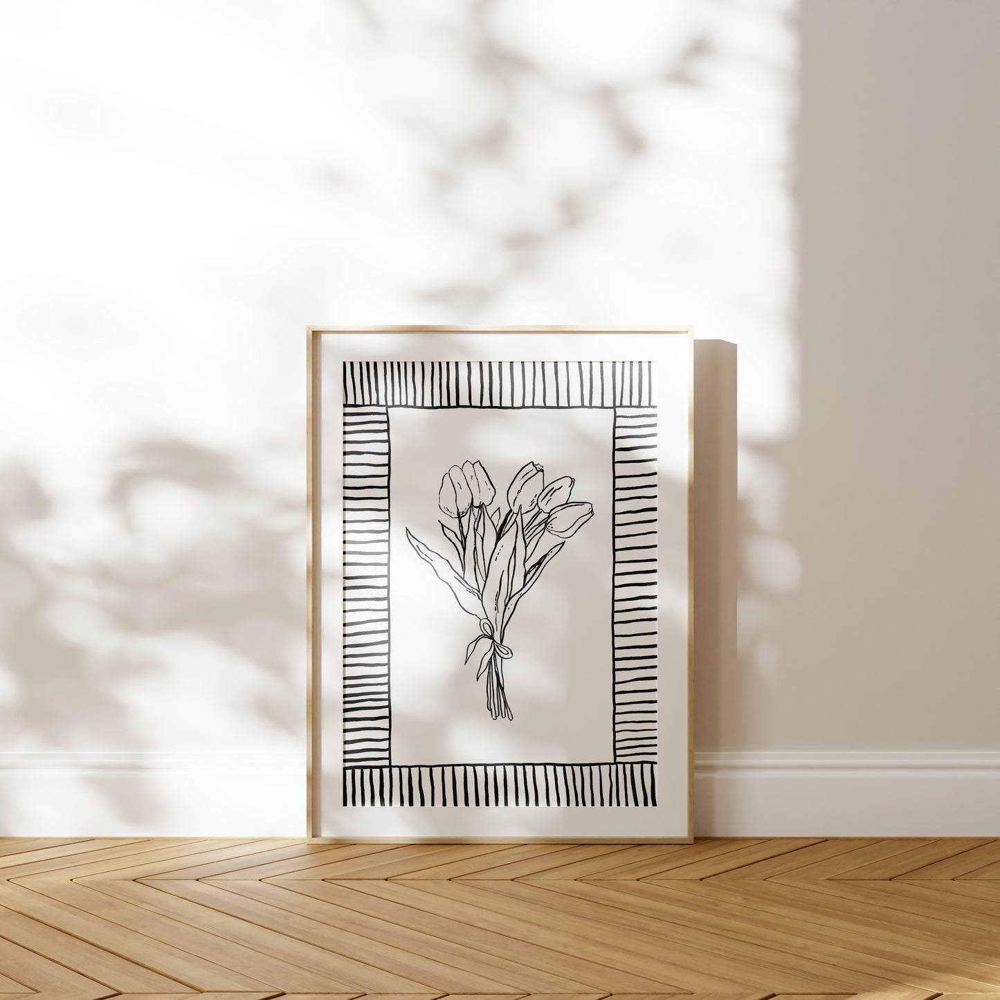 Tulip Bunch with Border Detail Print